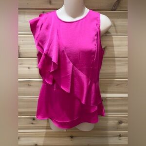 Express Bright Pink Ruffle One-Shoulder Sleeveless Camisole